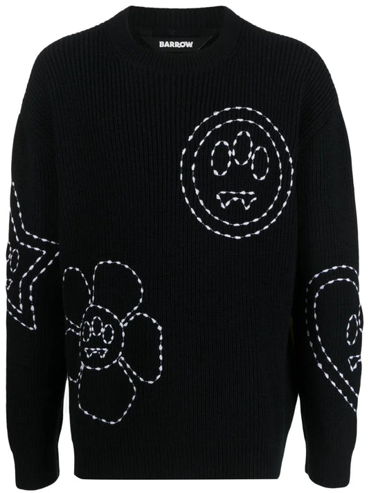 Embroidered Ribbed-Knit Jumper