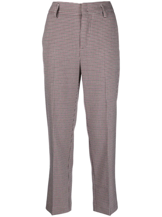 Houndstooth-Print Tailored Trousers