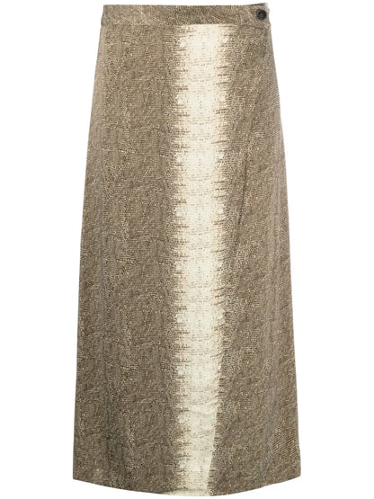 Metallic-Effect Straight Skirt