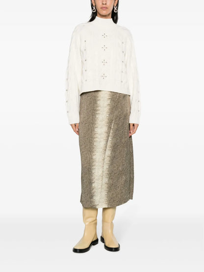 Metallic-Effect Straight Skirt