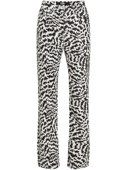 Zebra-Print Straight-Leg Jeans