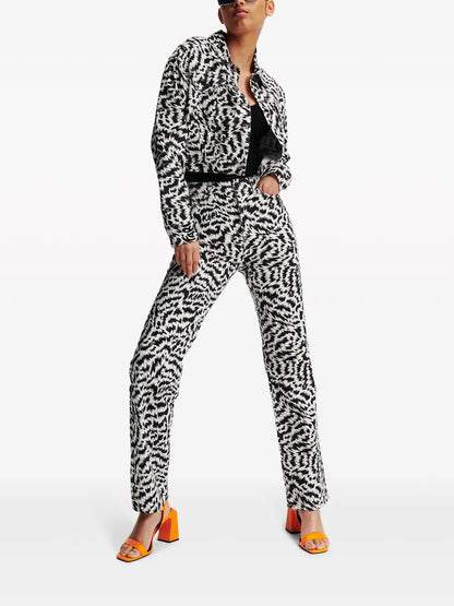 Zebra-Print Straight-Leg Jeans