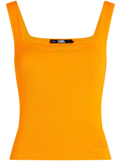 Logo-Embroidered Fine-Ribbed Tank Top