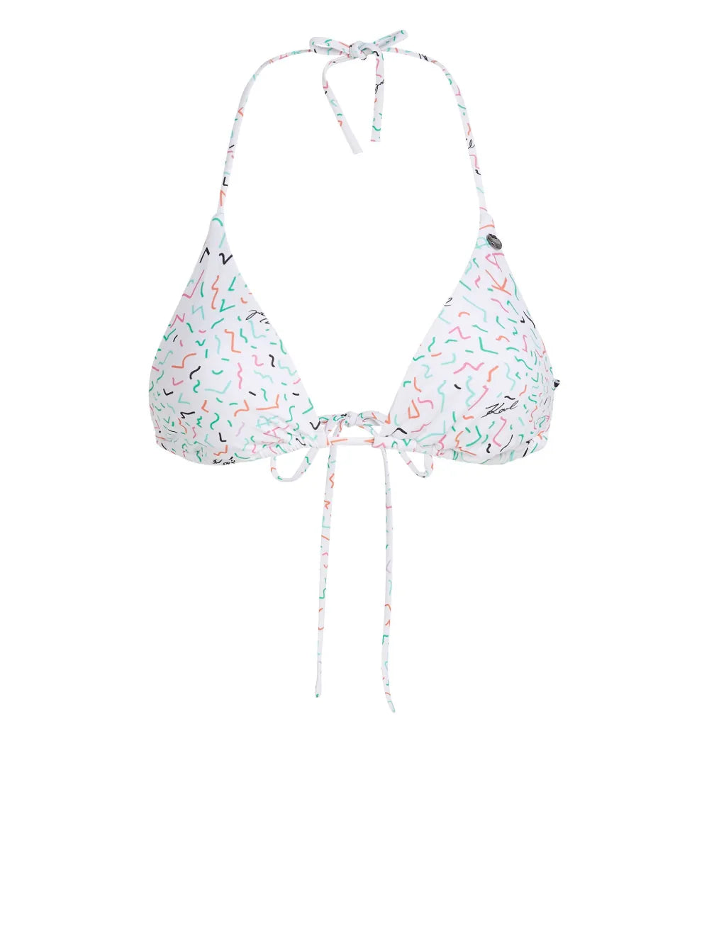 Geometric-Print Triangle Bikini Top