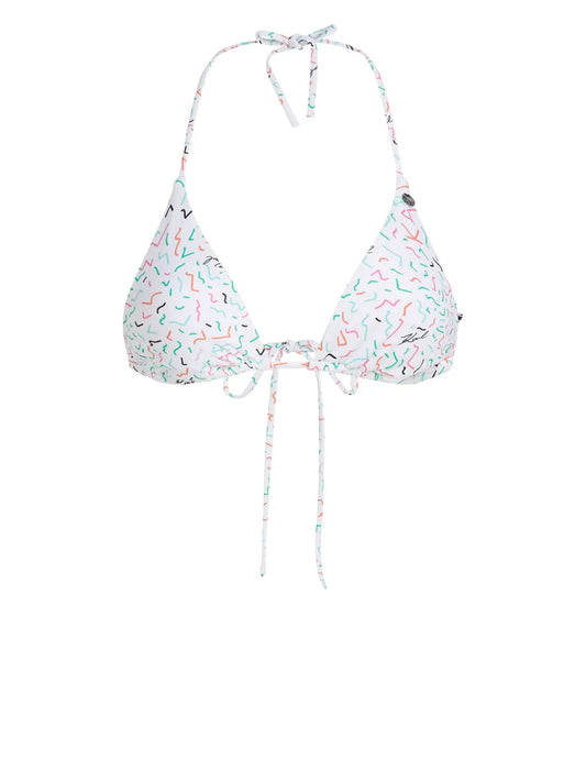 Geometric-Print Triangle Bikini Top