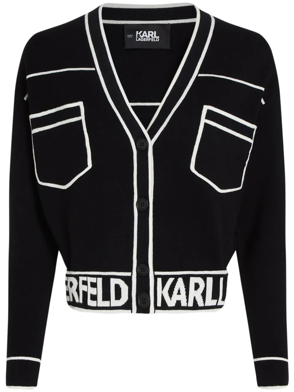Logo-Intarsia Cropped Cardigan