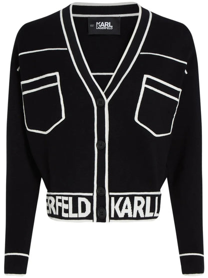 Logo-Intarsia Cropped Cardigan