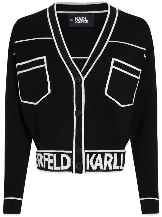 Logo-Intarsia Cropped Cardigan