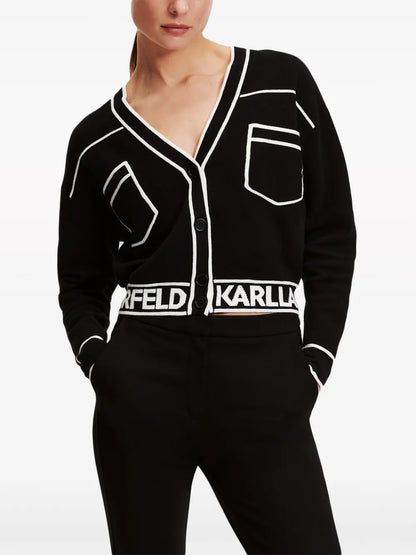 Logo-Intarsia Cropped Cardigan