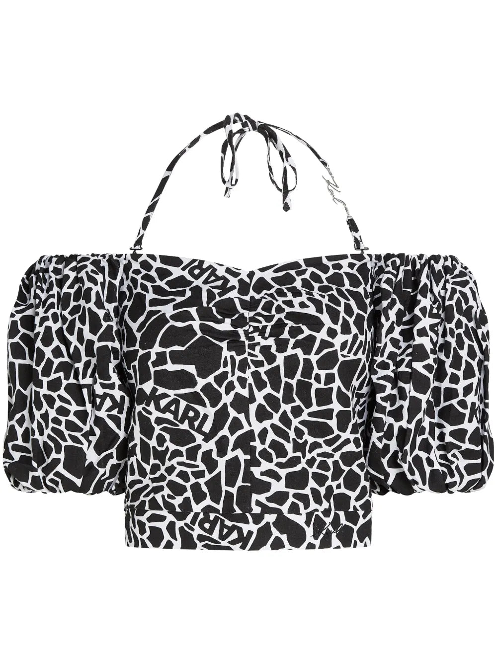 Giraffe-Print Off-Shoulder Blouse