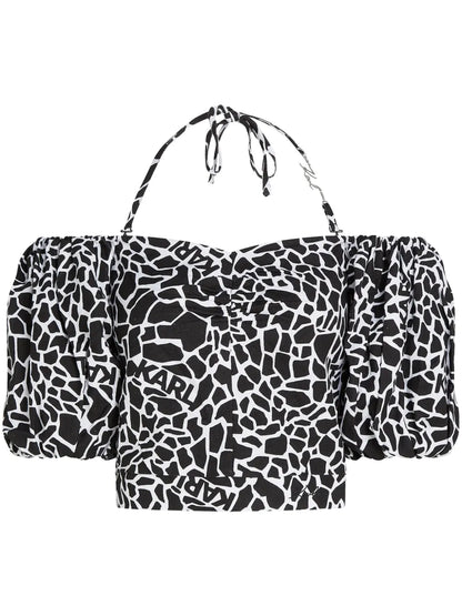Giraffe-Print Off-Shoulder Blouse