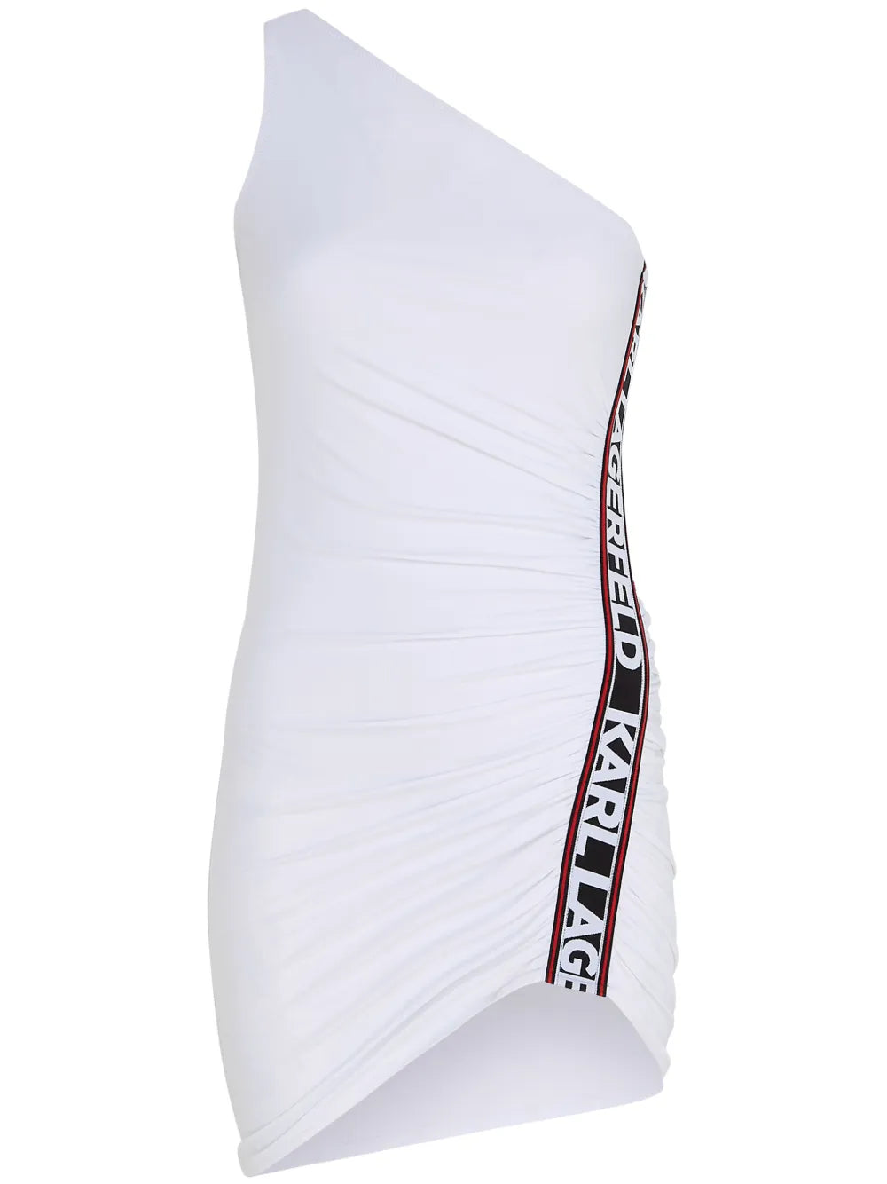 Logo-Tape One-Shoulder Minidress