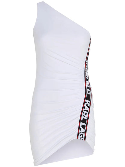 Logo-Tape One-Shoulder Minidress