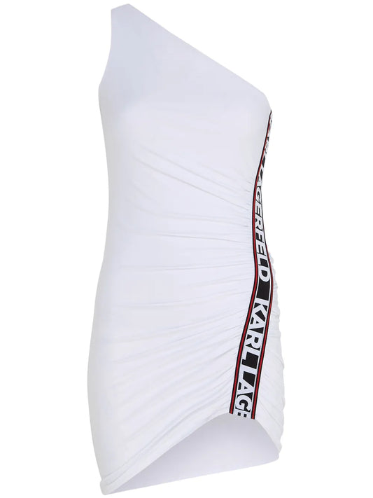 Logo-Tape One-Shoulder Minidress