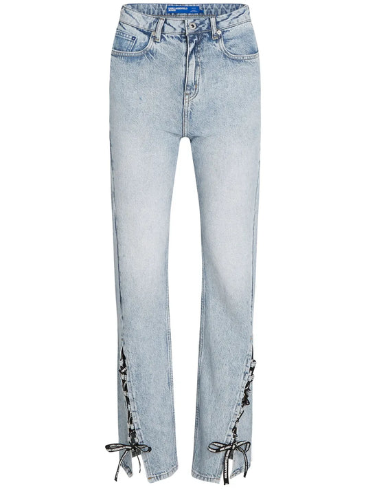High-Rise Lace-Up Jeans