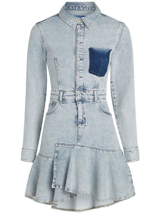 Ruffle-Hem Denim Minidress