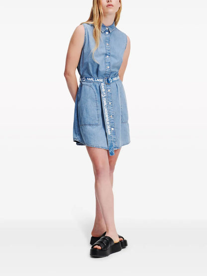 Sleeveless Denim Shirt Dress