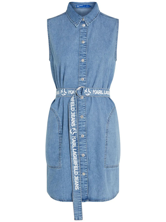 Sleeveless Denim Shirt Dress