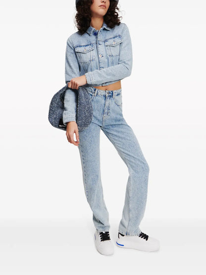 High-Rise Bouclé Jeans