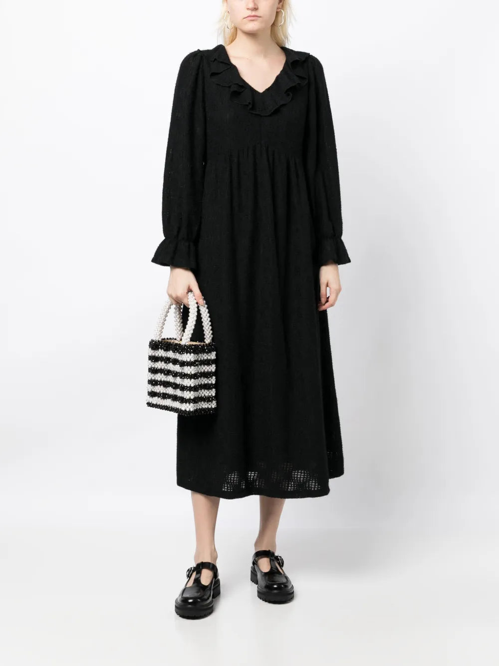 Ruffled Flared Midi Dress