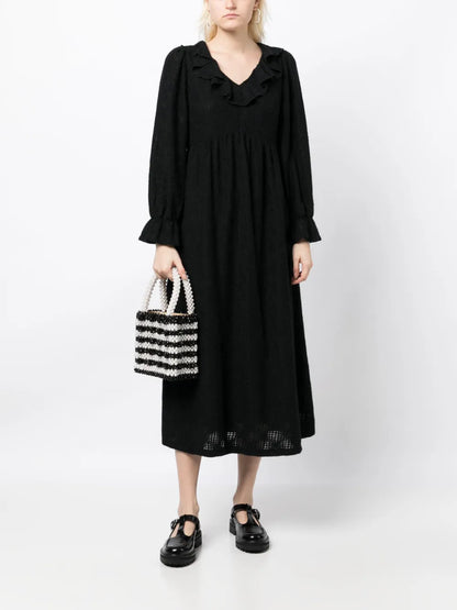 Ruffled Flared Midi Dress