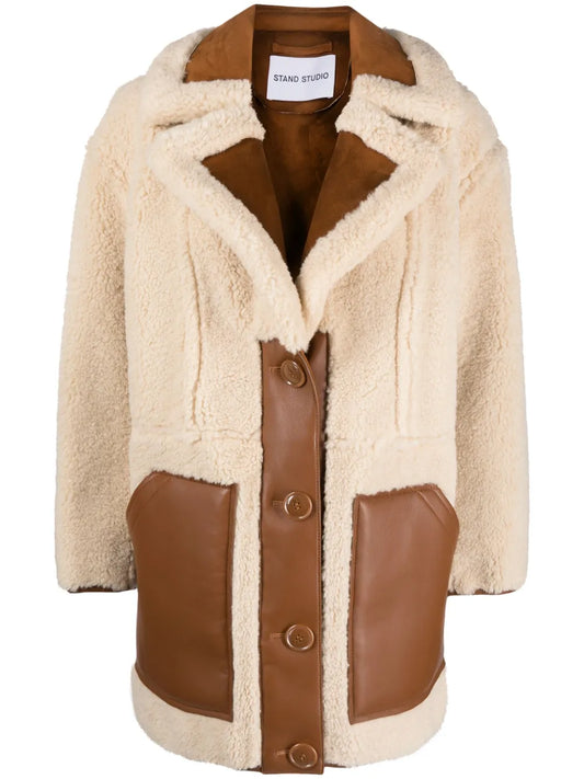 Single-Breasted Faux-Shearling Coat