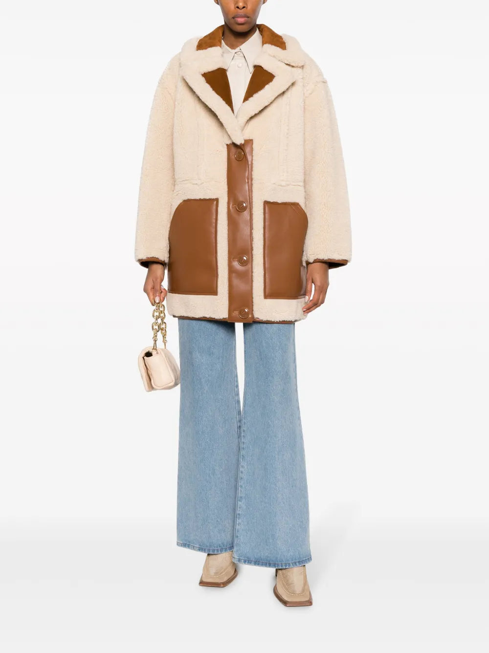Single-Breasted Faux-Shearling Coat