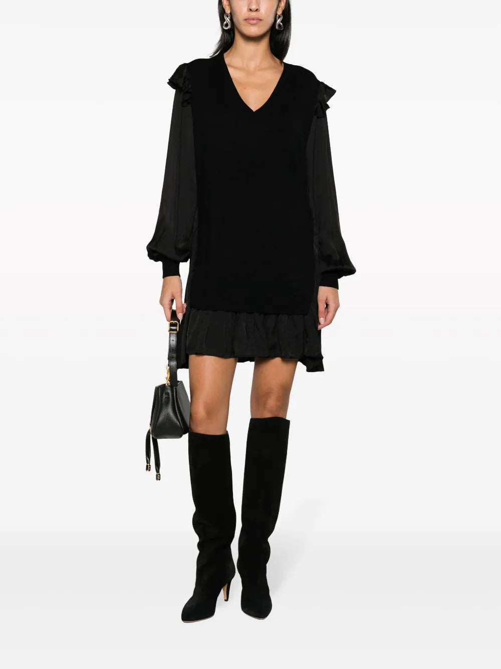 Ruffled Long-Sleeve Minidress