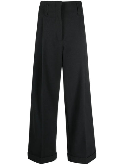 High-Waisted Pleated Wide-Leg Trousers