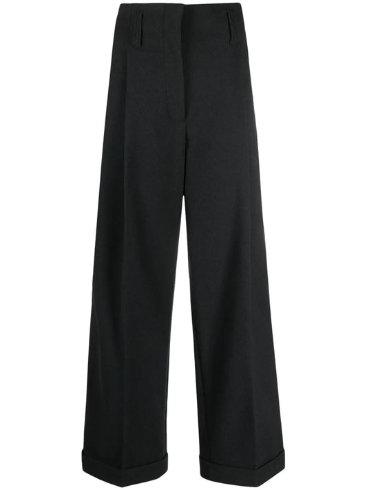 High-Waisted Pleated Wide-Leg Trousers