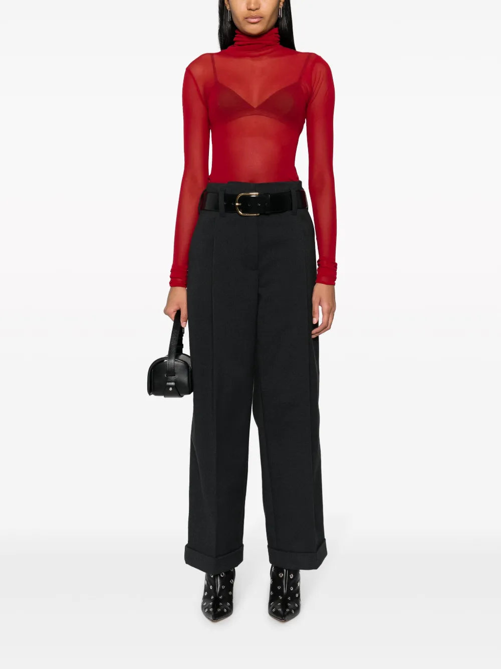 High-Waisted Pleated Wide-Leg Trousers