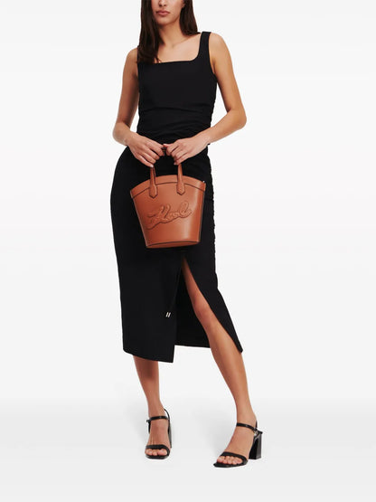 Gathered-Detail Midi Dress