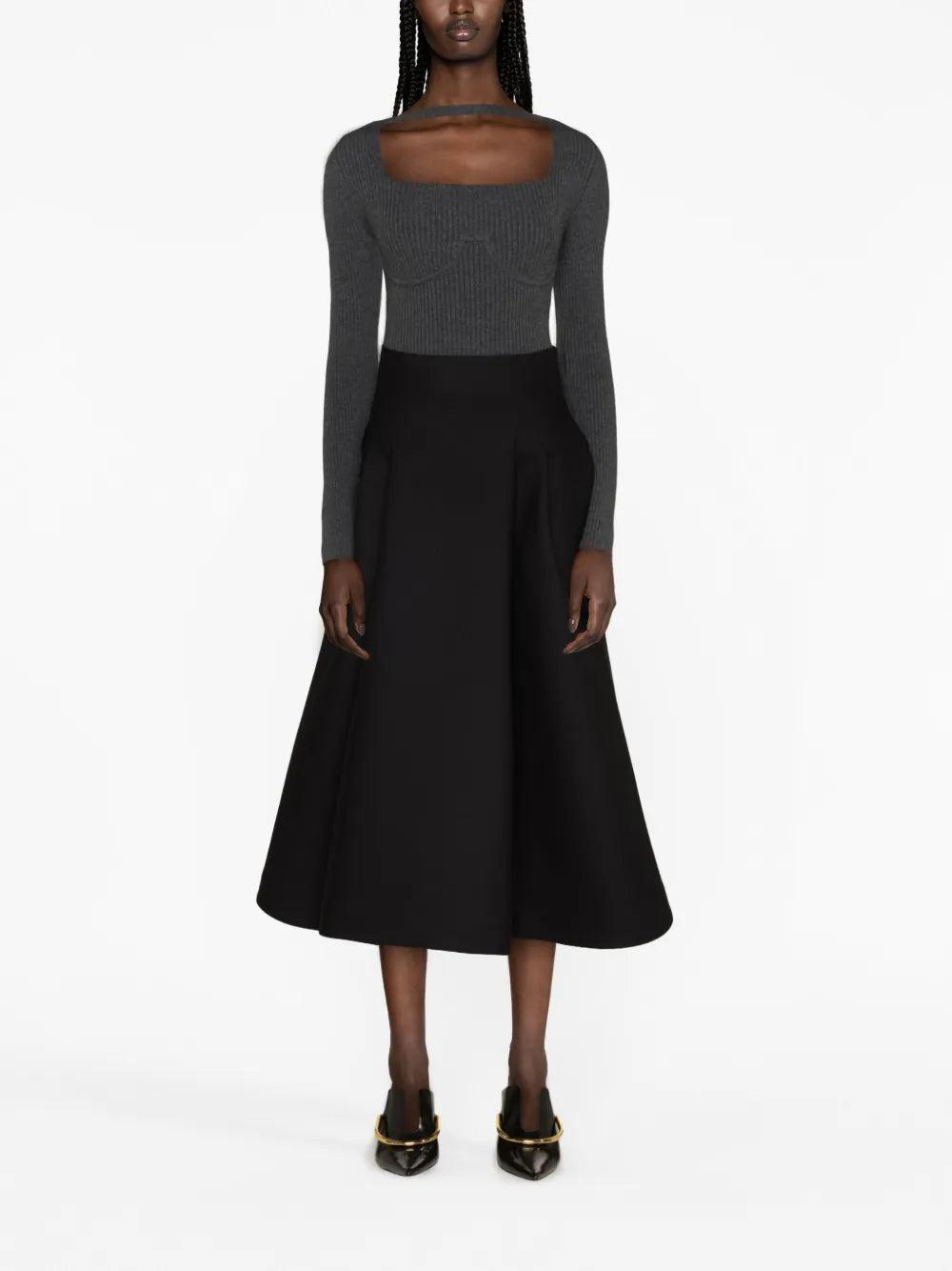 Cut-Out Wool-Blend Top