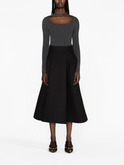 Cut-Out Wool-Blend Top