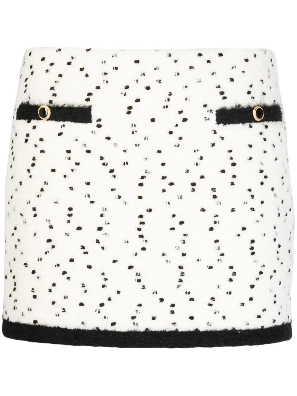 Polka-Dot Contrast-Trim Miniskirt