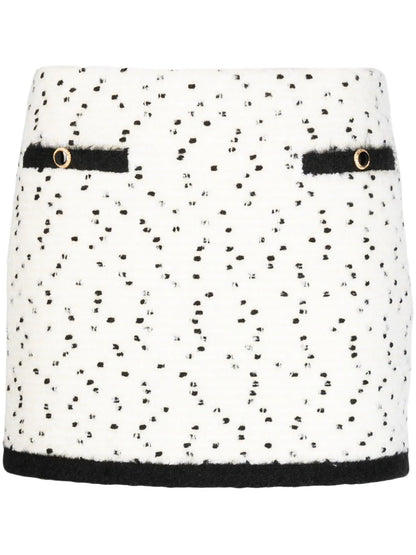 Polka-Dot Contrast-Trim Miniskirt