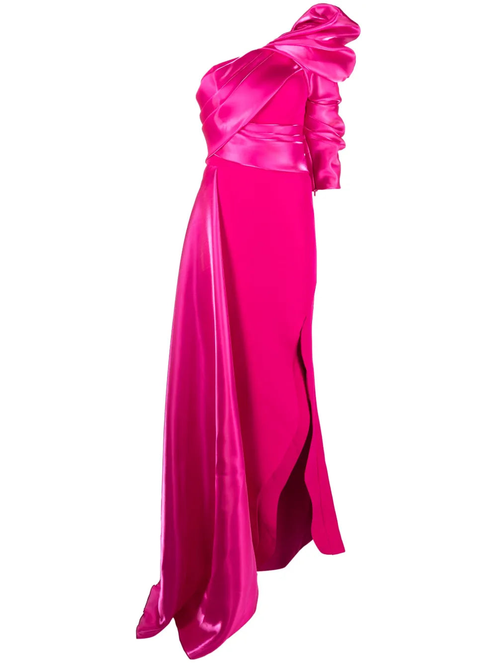 Asymmetric Draped One-Shoulder Gown