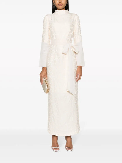 Jacquard Belted Maxi Dress