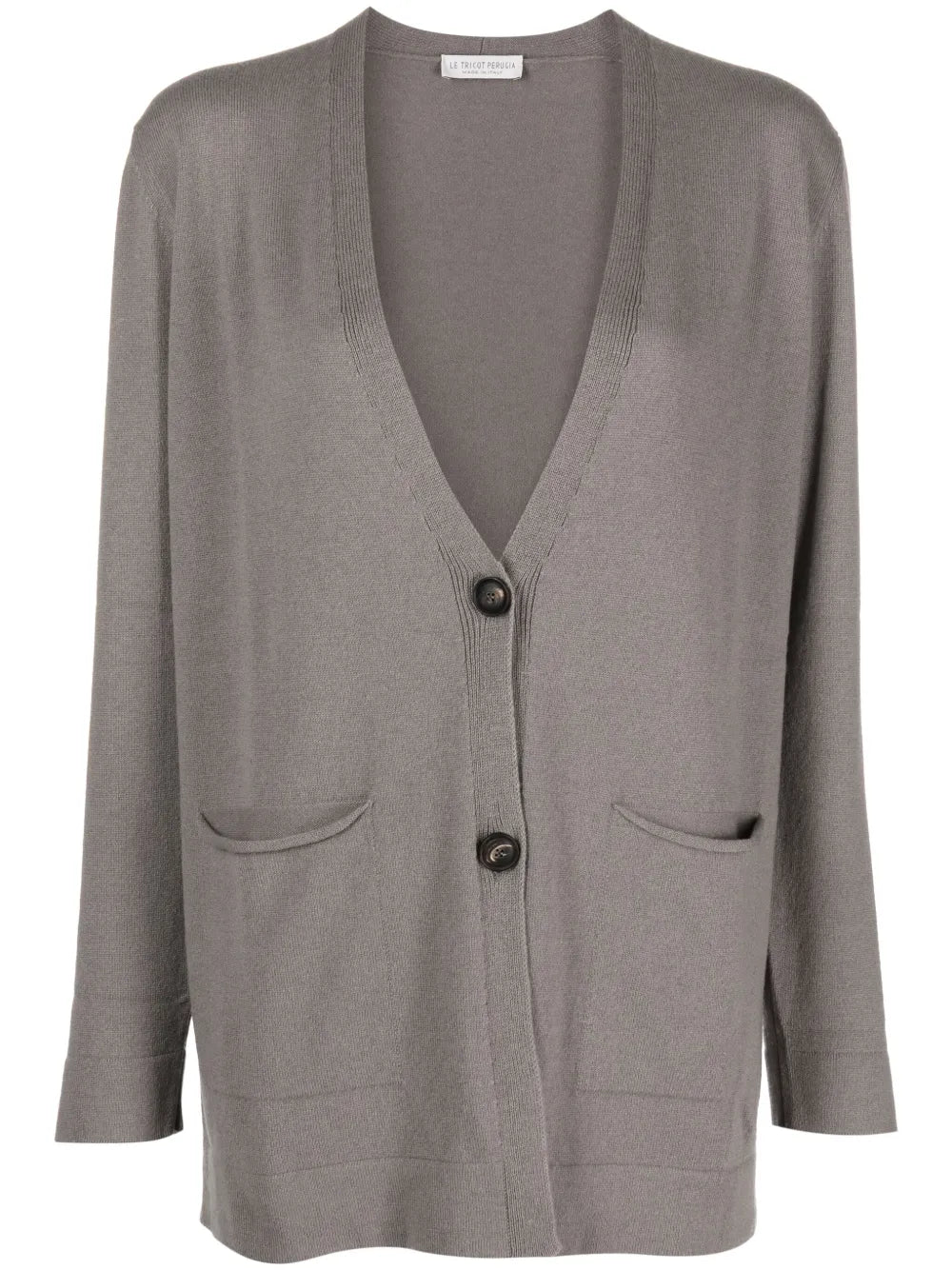 V-Neck Fine-Ribbed Cardigan