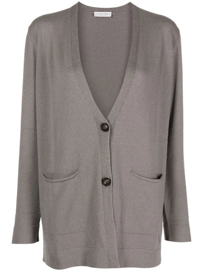 V-Neck Fine-Ribbed Cardigan