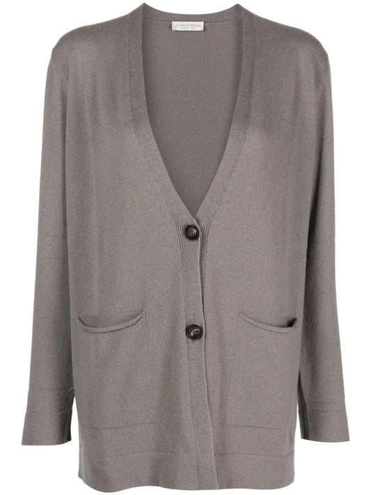 V-Neck Fine-Ribbed Cardigan
