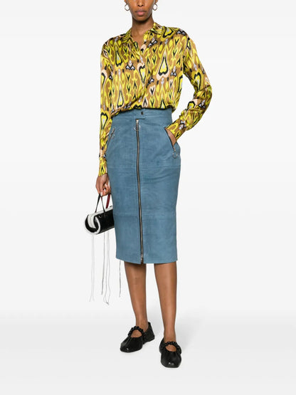 Heart-Print Satin Shirt