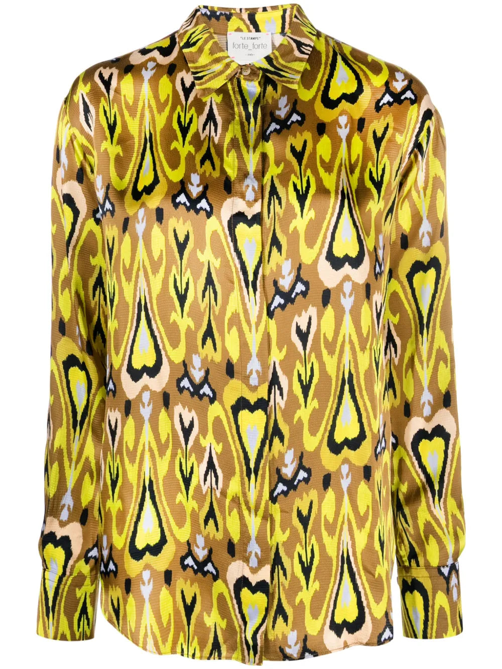 Heart-Print Satin Shirt