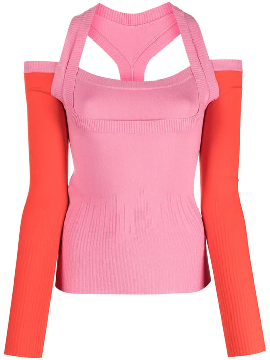 Latte Cut-Out Knitted Top
