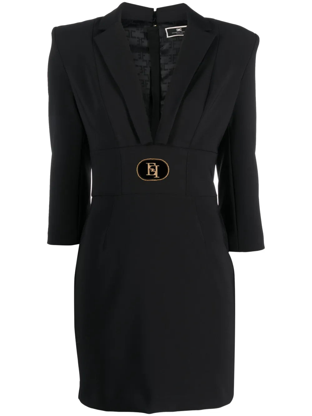 Logo-Plaque Plunge Minidress