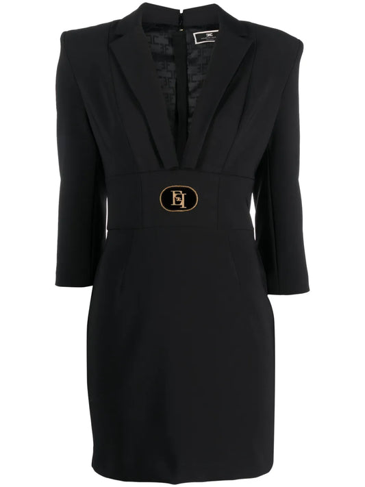 Logo-Plaque Plunge Minidress
