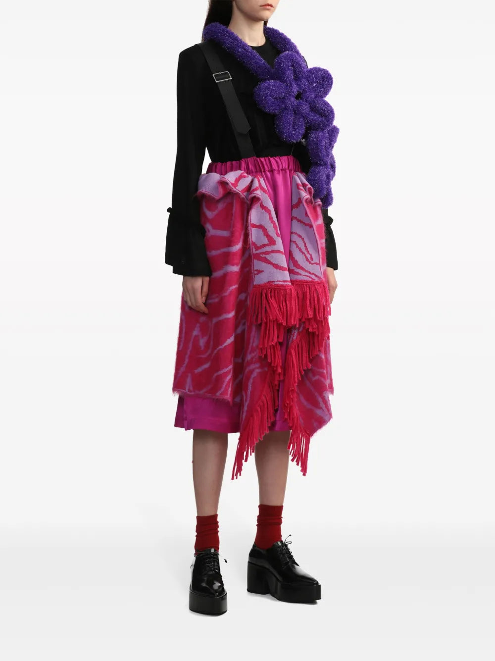 Ruffled Asymmetric Wool Sweatshirt