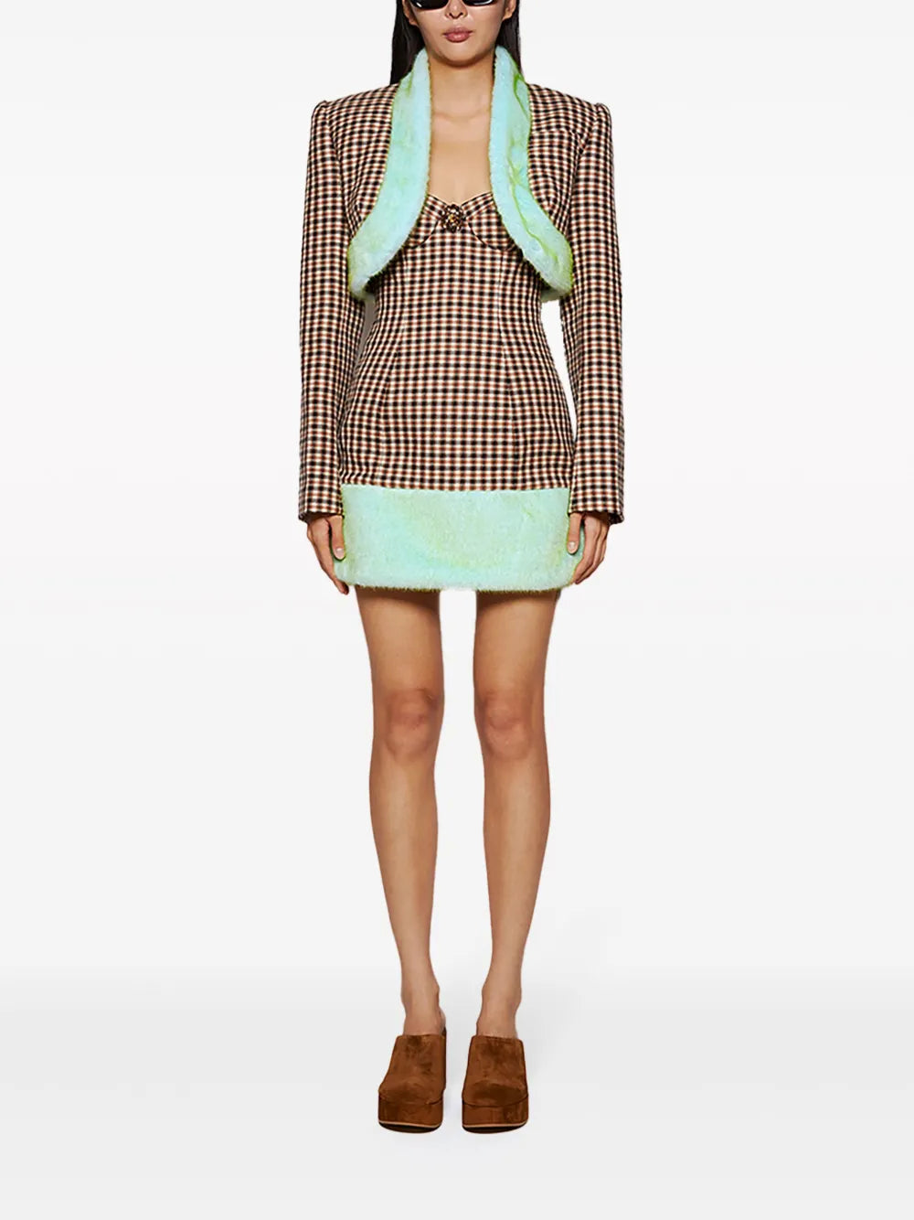 Check-Print Bandeau Minidress