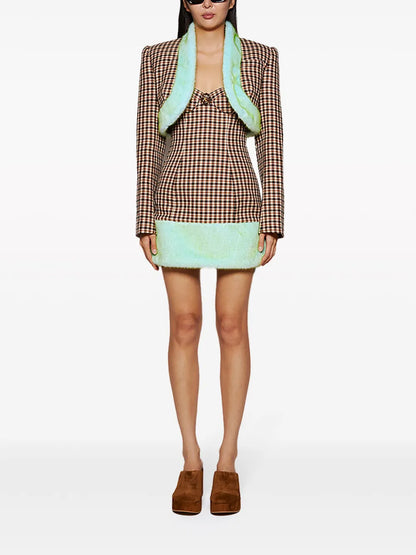 Check-Print Bandeau Minidress
