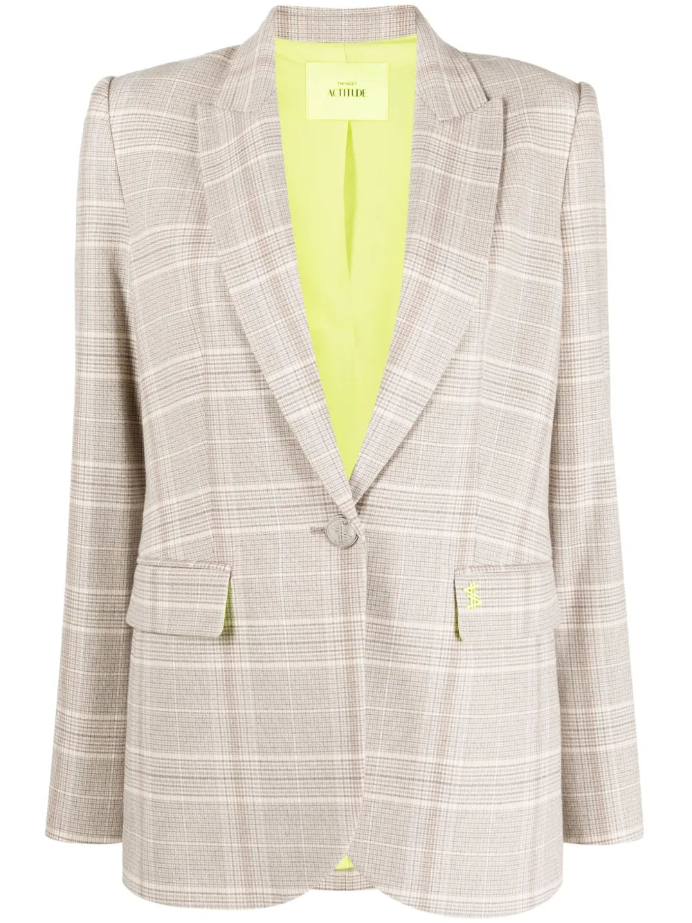 Plaid-Check Single-Breasted Blazer